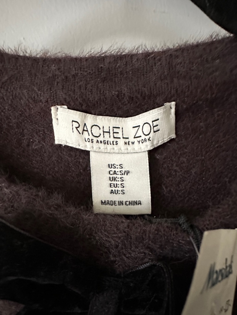 Rachel Zoe Plush Velvet-Bow Cardigan - Charcoal Gray - Picture 2 of 5